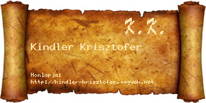 Kindler Krisztofer névjegykártya